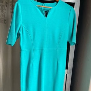 St John blue green dress 10 Aqua